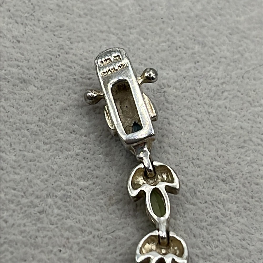 Sterling Silver flower motif tennis bracelet blue topaz, citrine and amethyst - Picture 8 of 12
